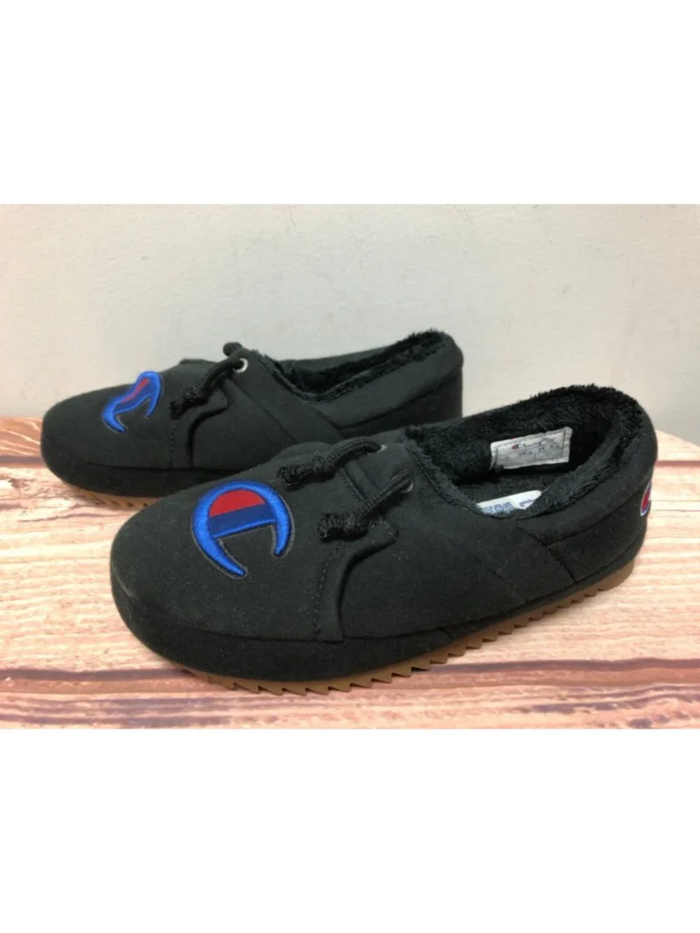 Champion Unisex Boys Girls 6 Y University Lounge Comfort Black Slippers Shoes